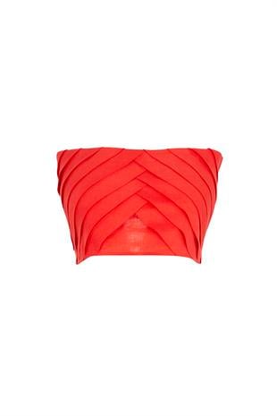 %100 KETEN CROP TOP KIRMIZI