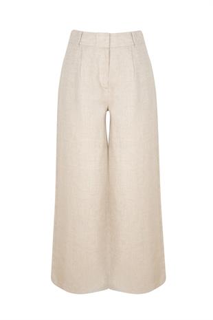 %100 KETEN PALAZZO PANTOLON NATUREL