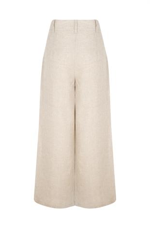%100 KETEN PALAZZO PANTOLON NATUREL