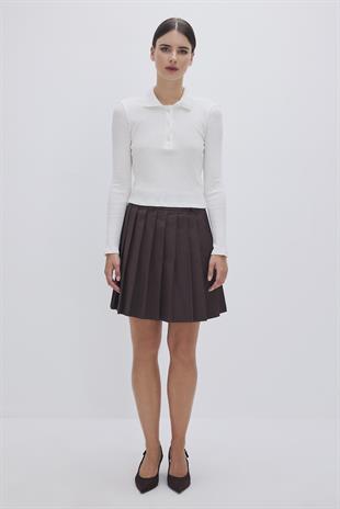 Long Sleeve Ribbed Top Ecru 