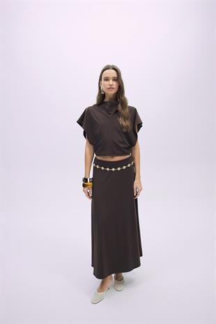 CROP&MAXİ ETEK TAKIM ACI KAHVE