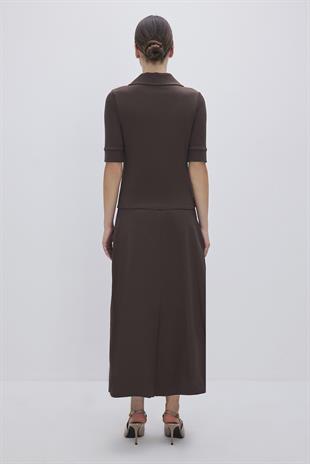 Chic Short Sleeve Shirt Dark Brown