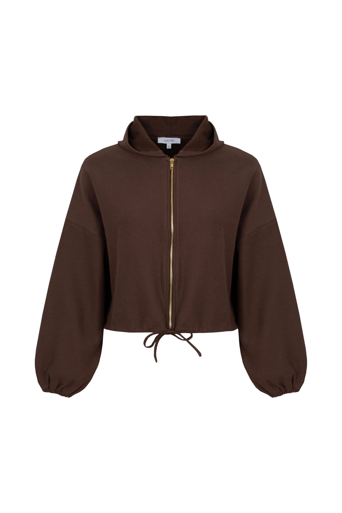 FİTİLLİ OVERSİZE SWEATSHİRT ACI KAHVE