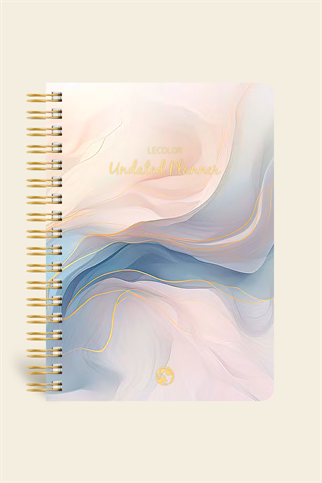 Süresiz Planlayıcı Spiralli Ajanda Defter Marble 17x24 cm