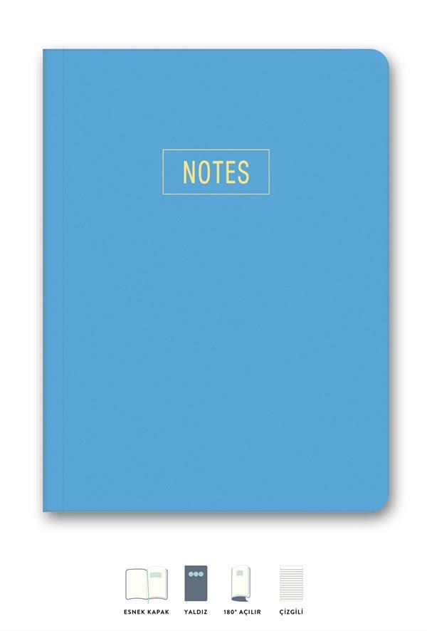 Notes Çizgili Mavi Mini Defter 14x20 cm | LeColor