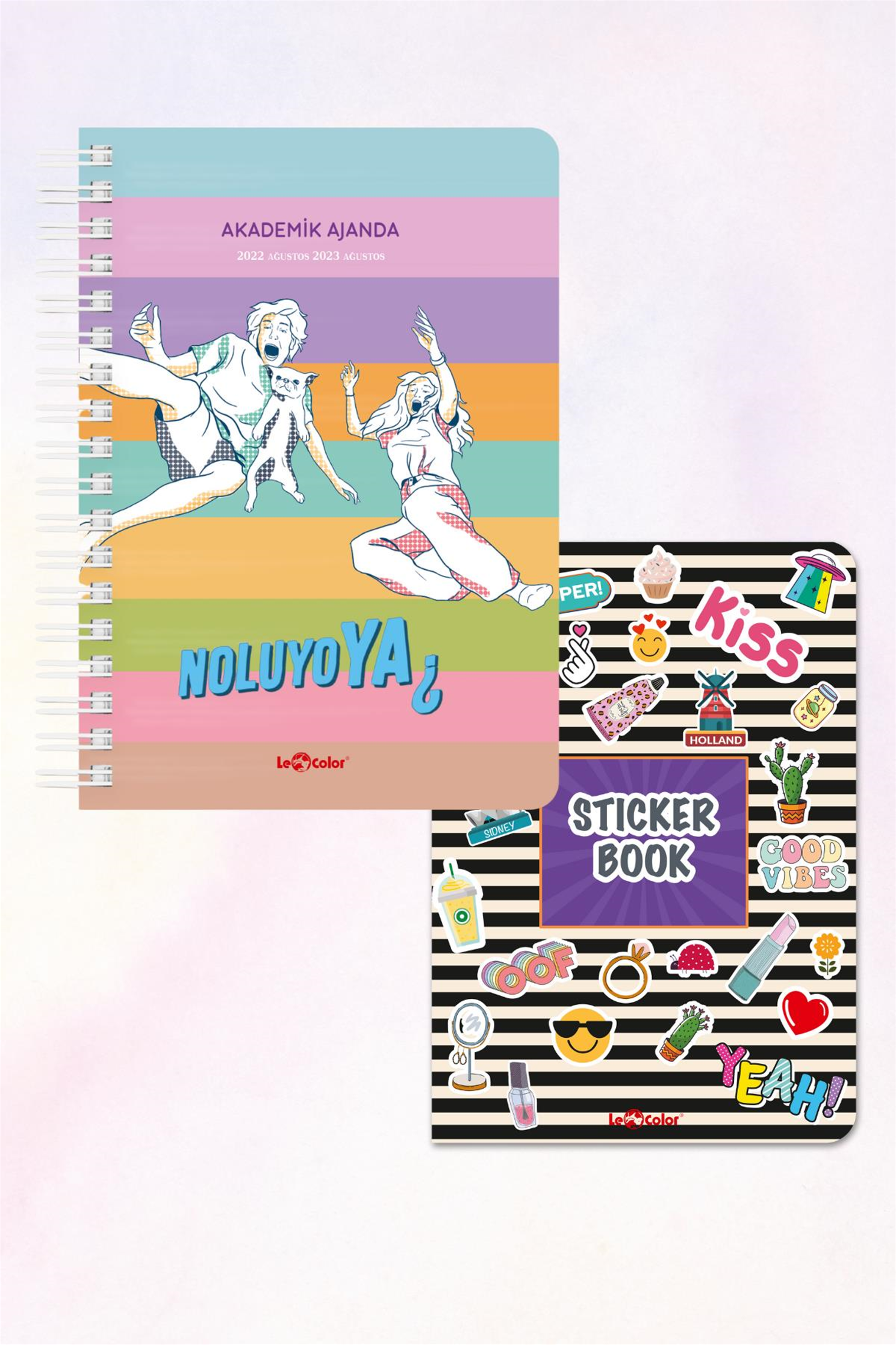 Noluyo Ya? Akademik Ajanda Seti Pembe & Sticker Book Kiss