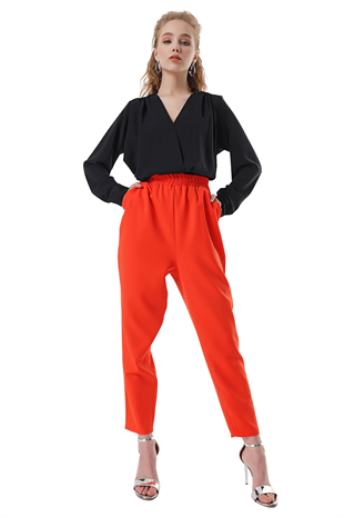 Kadın Orange Beli Lastikli Pantolon
