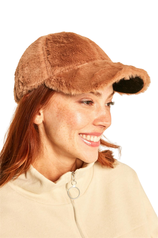 Kadın Kahve Peluş Kep Şapka