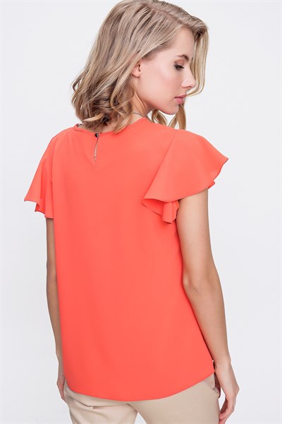 Kadın Orange Düz Bluz Takım