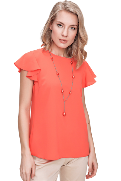Kadın Orange Düz Bluz Takım