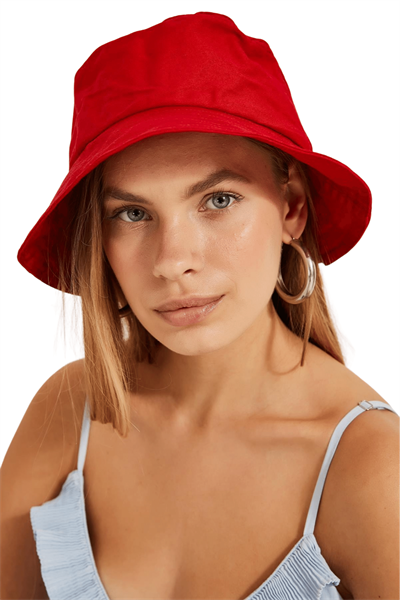 Kadın Kırmızı Bucket Şapka
