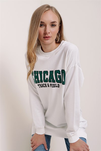 Kadın Ekru Chicago Baskılı Tunik