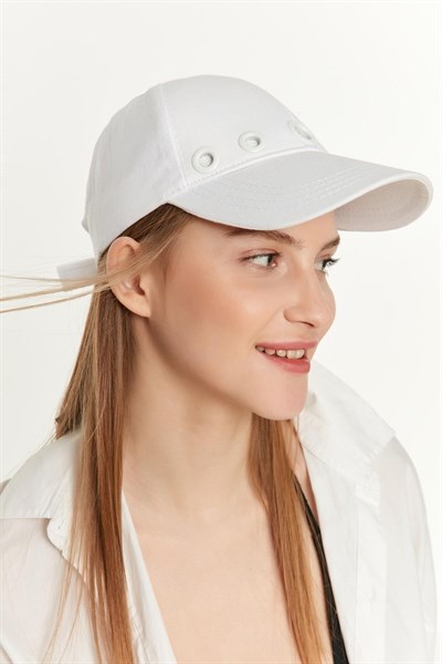 Kadın Beyaz Metal Kuş Gözlü Şapka