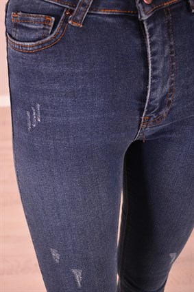Yüksek Bel DST Kadın Kot Pantolon - Koyu Mavi