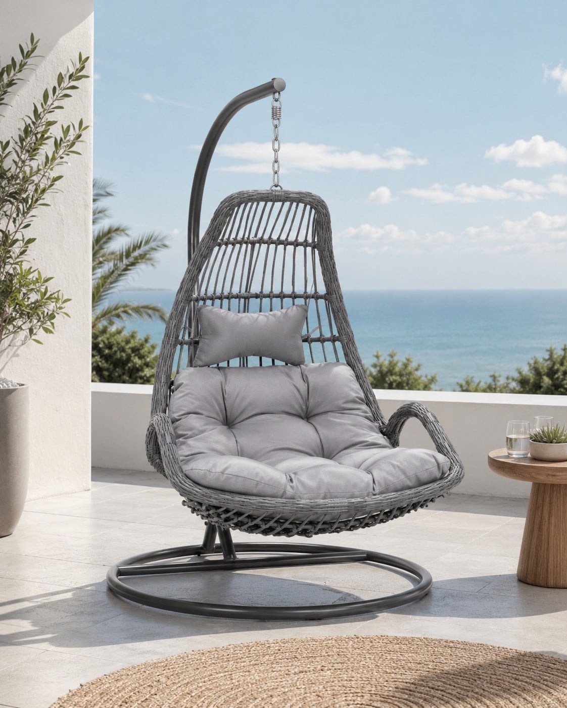 Bahçe MobilyalarıSalıncak Sandalye 1 Kişi Demir Gövde/Minder/Pe Rattan Örgü 105x105x195CM