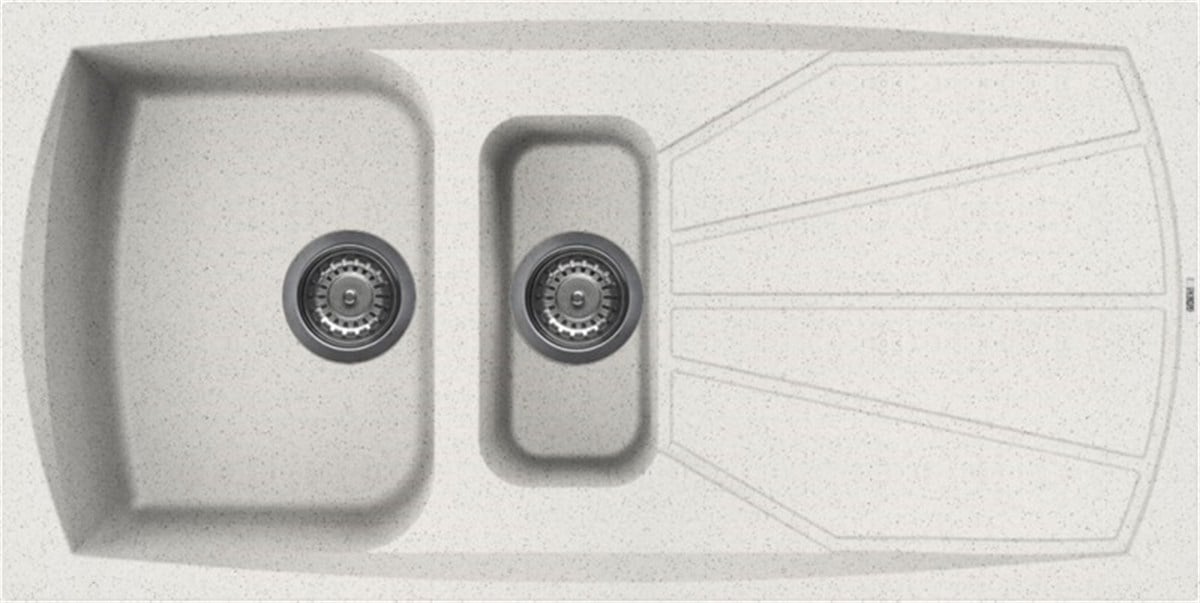 Bir Buçuk GözElleci Granit Evye Bir Buçuk Göz Living Beyaz 100X50