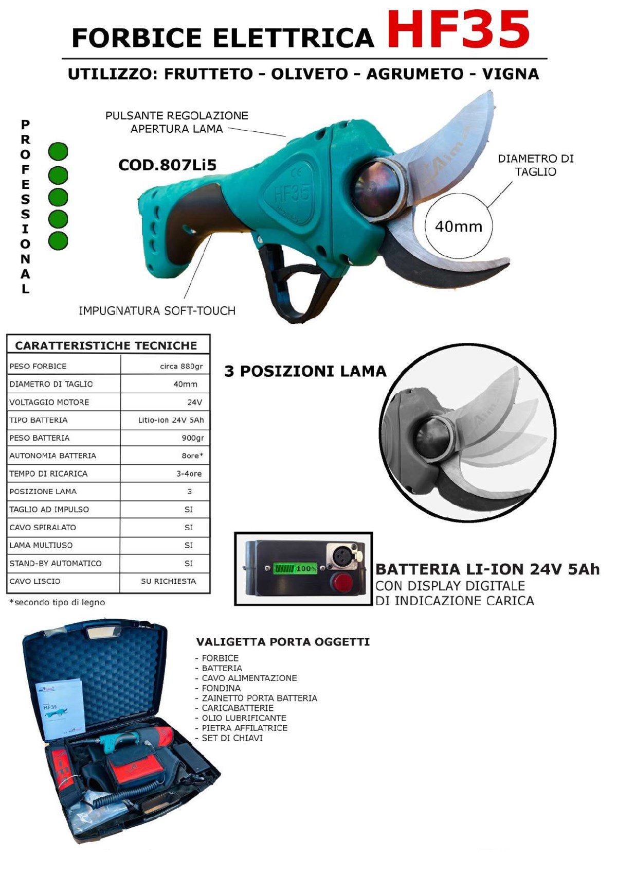 BudamaAima Makas Budama Akülü HF35 24V 5AH Lityum