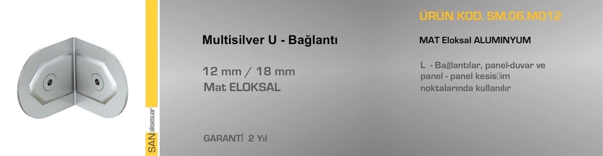 Dolap AksamlarıSander Islak Zemin Compact Laminant L BaglantıMulti Silver