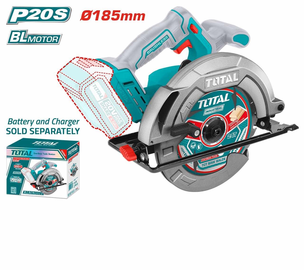 Elde TestereTotal Akülü Testere Daire 185MM 20V 4800Rpm (Sadece Alet)