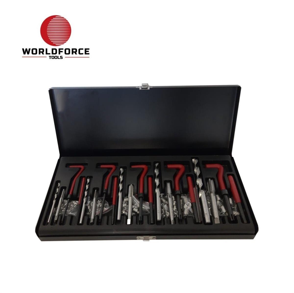 Kılavuz PaftalarWorld Force Vida Tamir Seti (Helicoil) 131 PC (M5X0.8,M8X1.25,M10X1.5,M12X1.75)