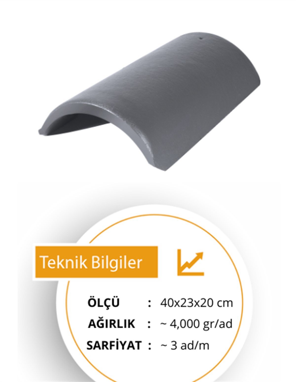 KiremitHatipoğlu Güneş Mahya Beton Kiremit Platin Gri