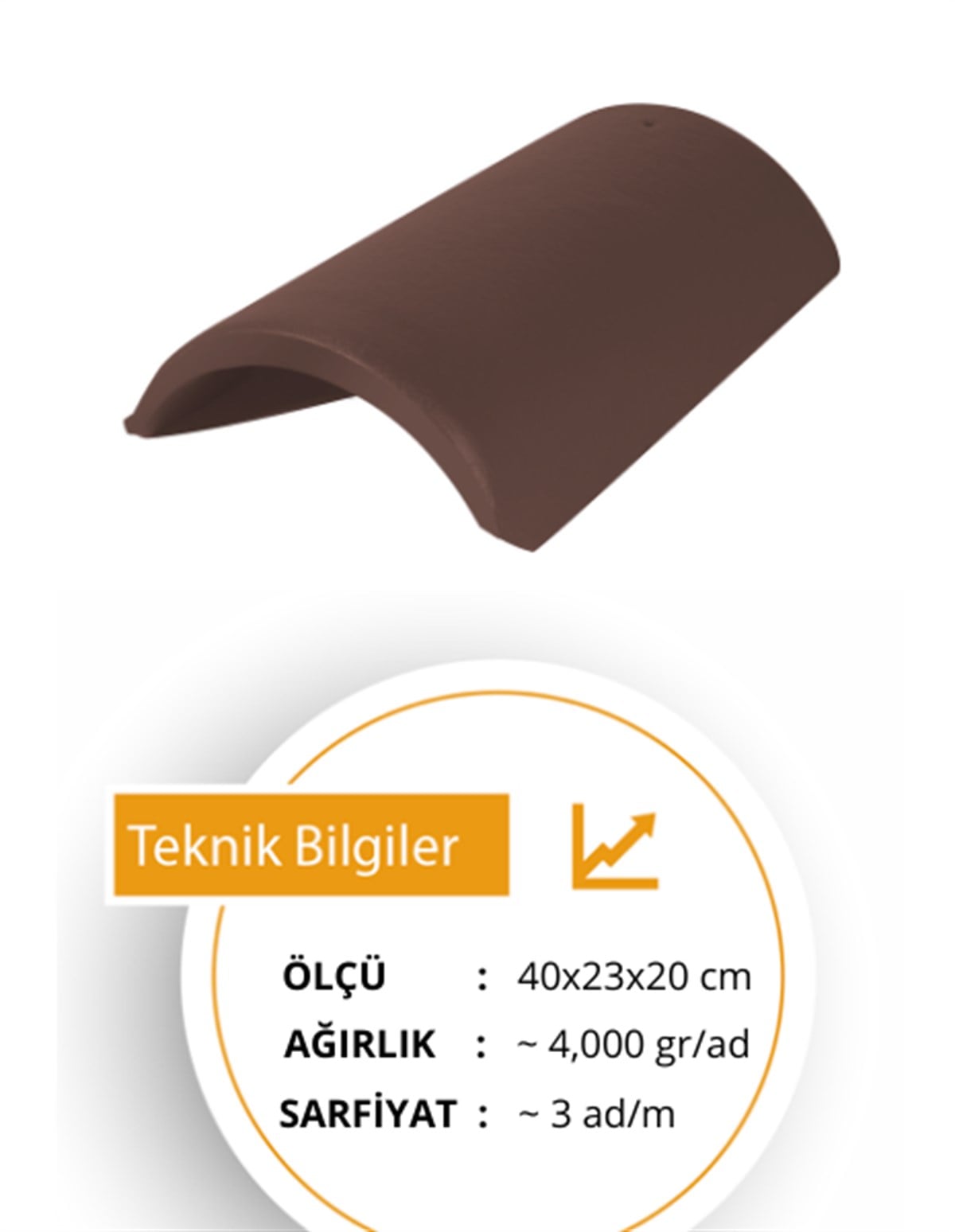 KiremitHatipoğlu Güneş Mahya Beton Kiremit Koyu Kahve