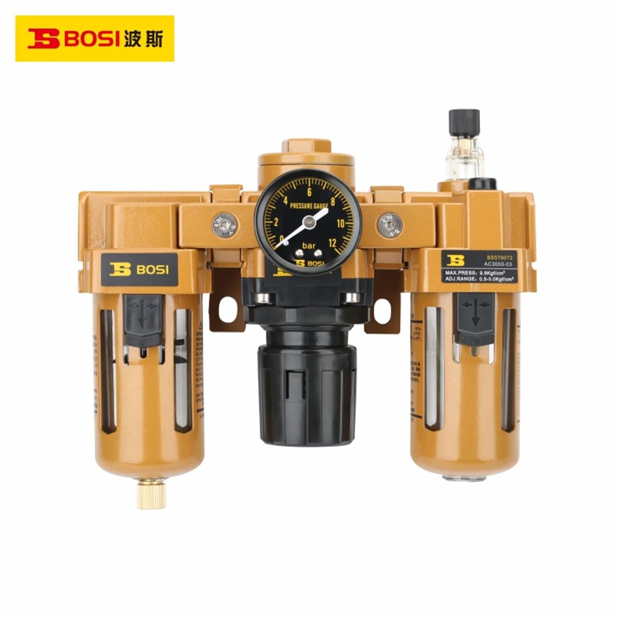 Kompresör AksesuarlarıBosi Filtre Regülatör Yağlayıcı Ve Su Tutucu 4500L/Min 3/4''-1/4''