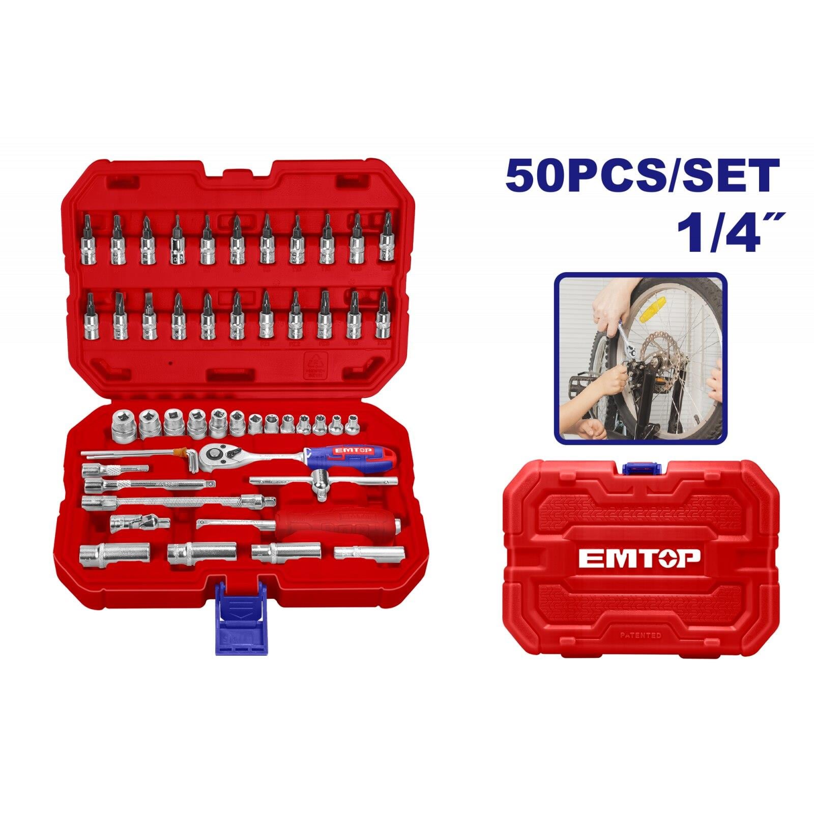 Lokma Anahtar 6 KöşeEmtop Lokma Anahtar Seti 1/4'' 50 Parça