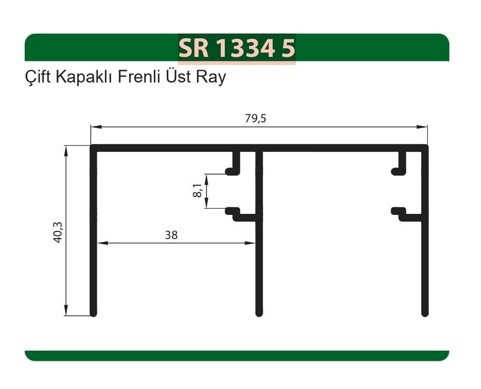 Mobilya GurubuÜstün Dolap Üst Ray 5 Metre Krom