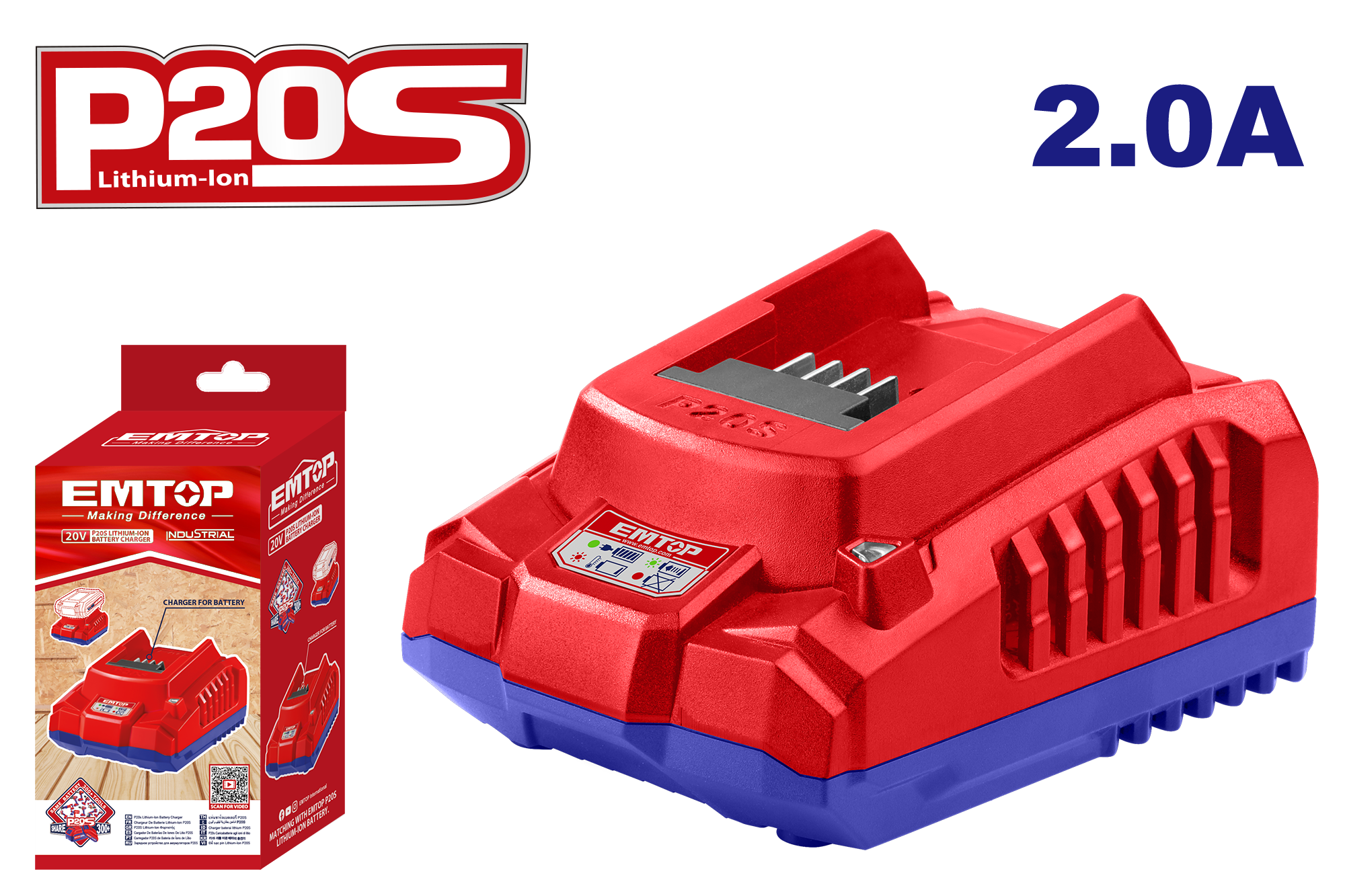 Pil ve ŞarjerlerEmtop Şarjer Li-Ion 20V 2 Ah Icin