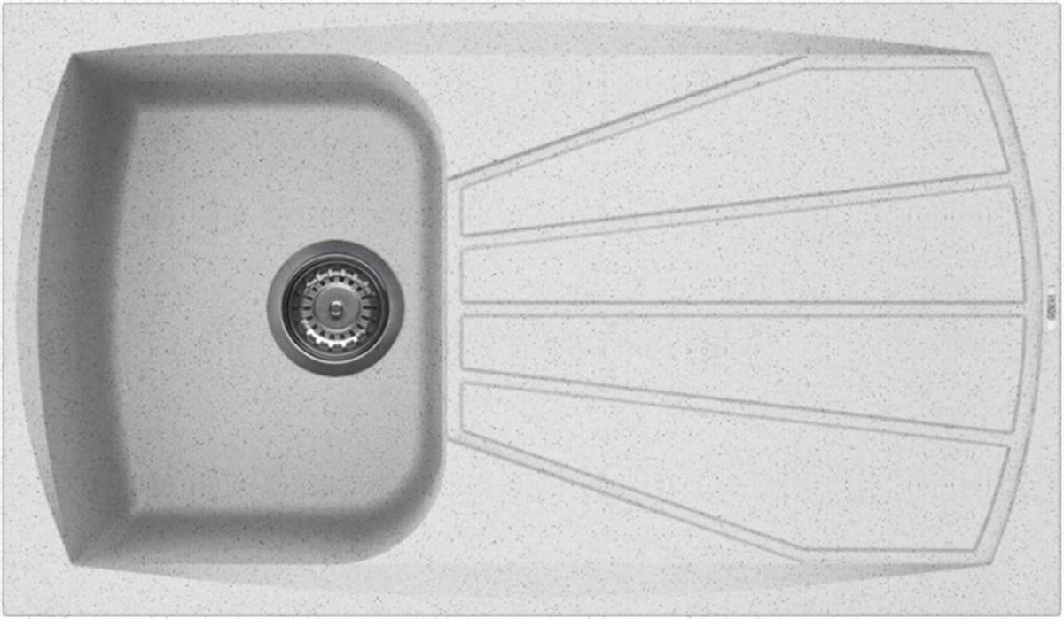 Tek GözElleci Granit Evye Tek Göz Living Beyaz 86X50