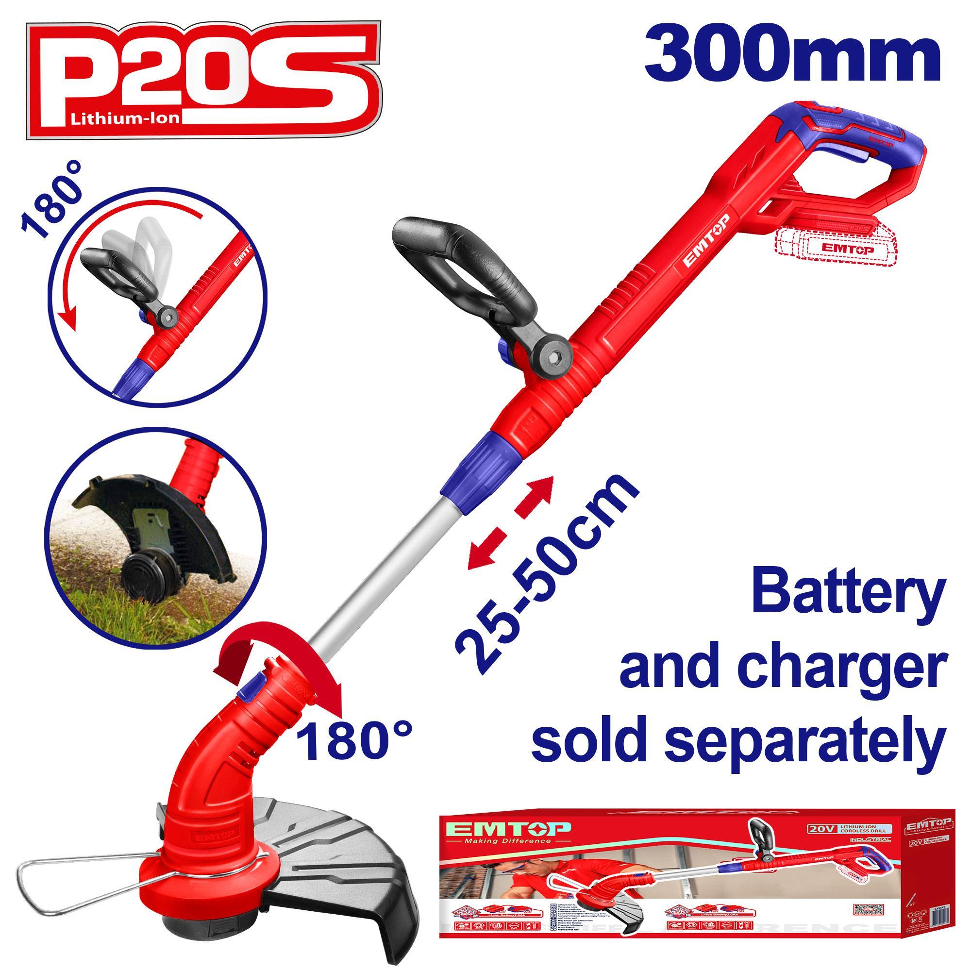 TırpanEmtop Akülü Ot Biçme Makinesi Misinali Kesme Çapı 3CM 20V (Sadece Alet)