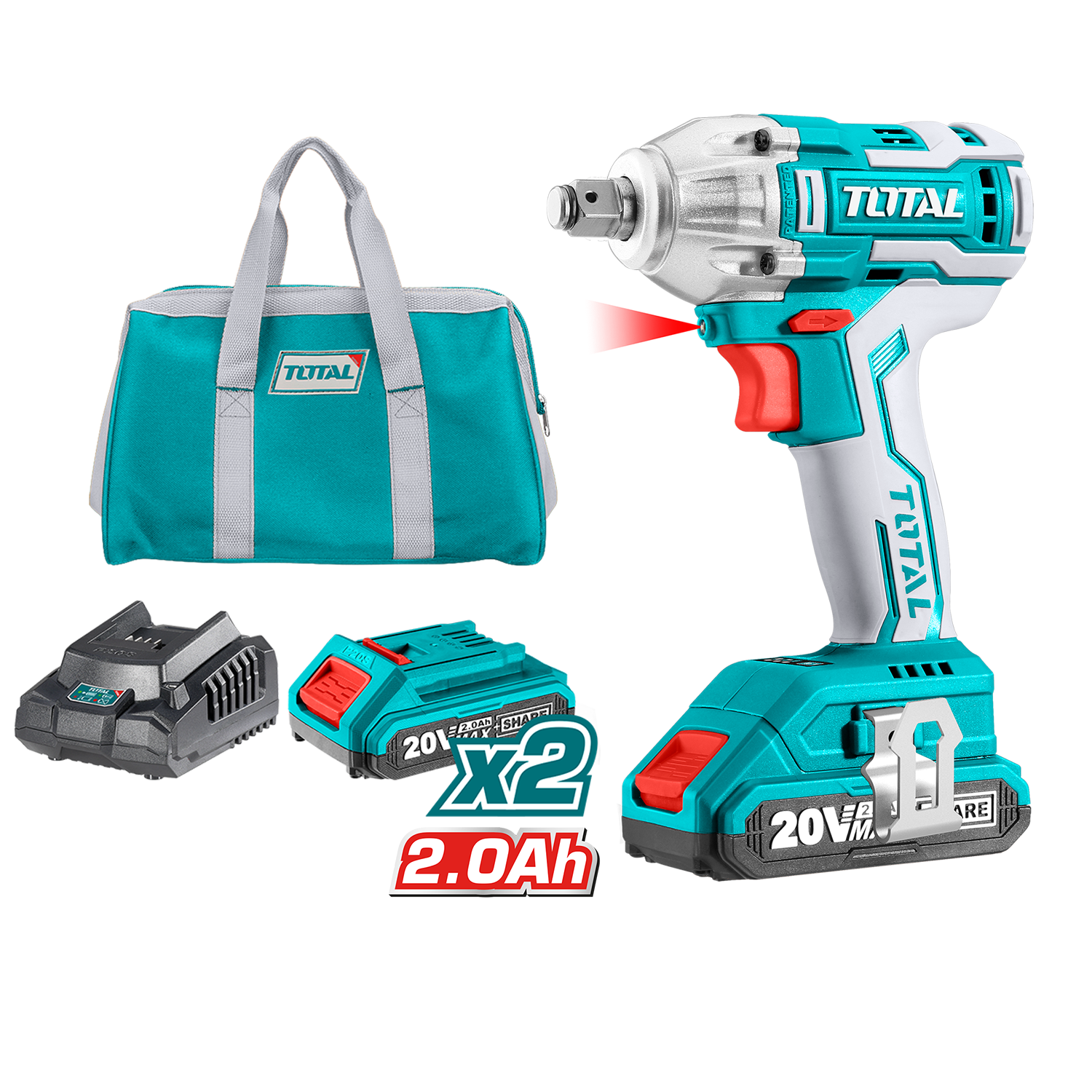 Tornavida ve Somun SıkmaTotal Akülü Somun Sıkma 1/2'' 20V/300Nm  (2Ah Akü + Sarjer)