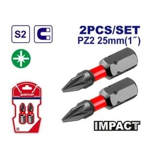 Tornavida Yıldız UçEmtop Darbeli Vidalama Bits Ucu PZ2 - 25 MM (Pk 2 Ad)