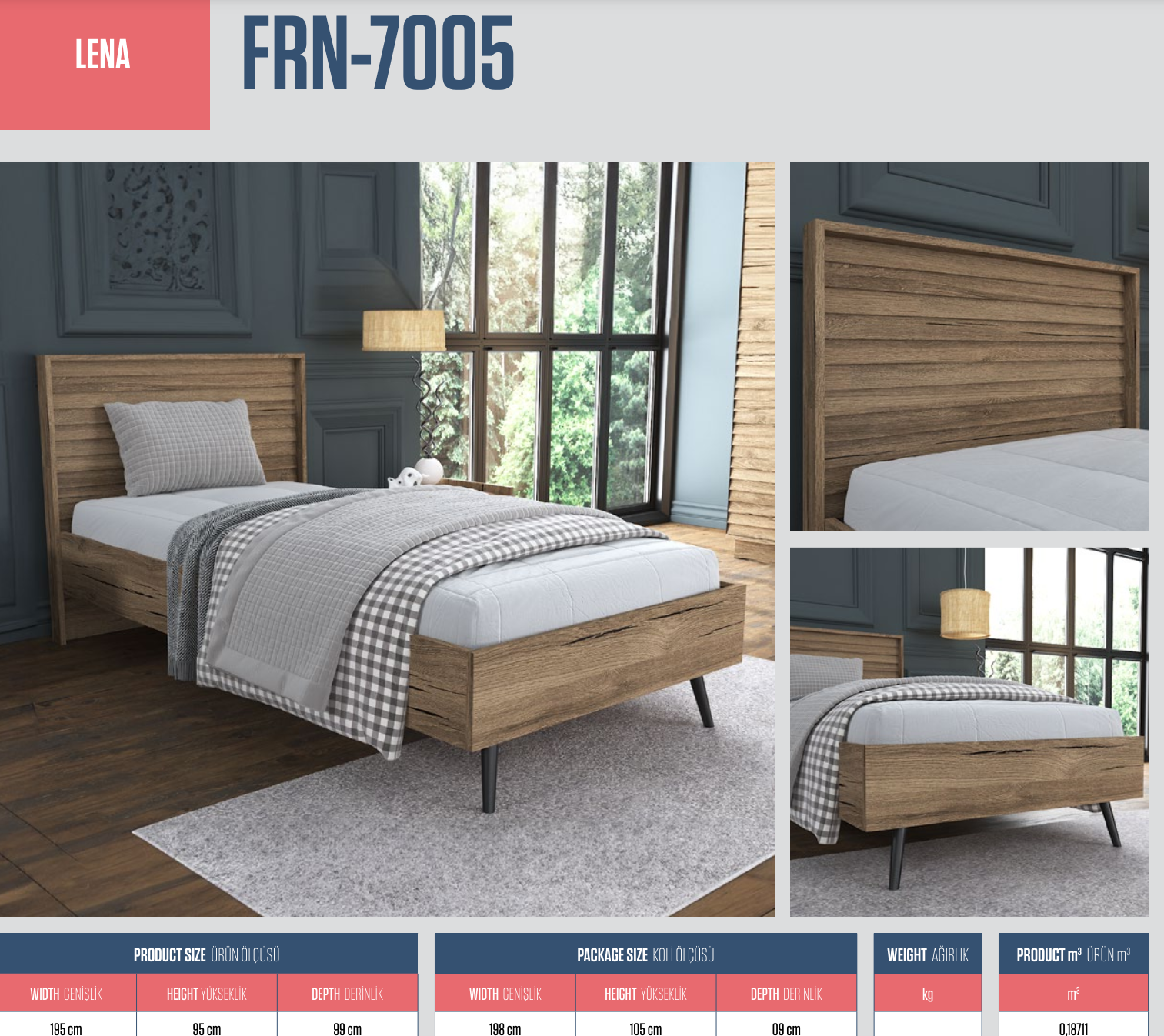 YatakLena Tek Kişilik Yatak Atlantik Çam 195CMx95CMx99CM