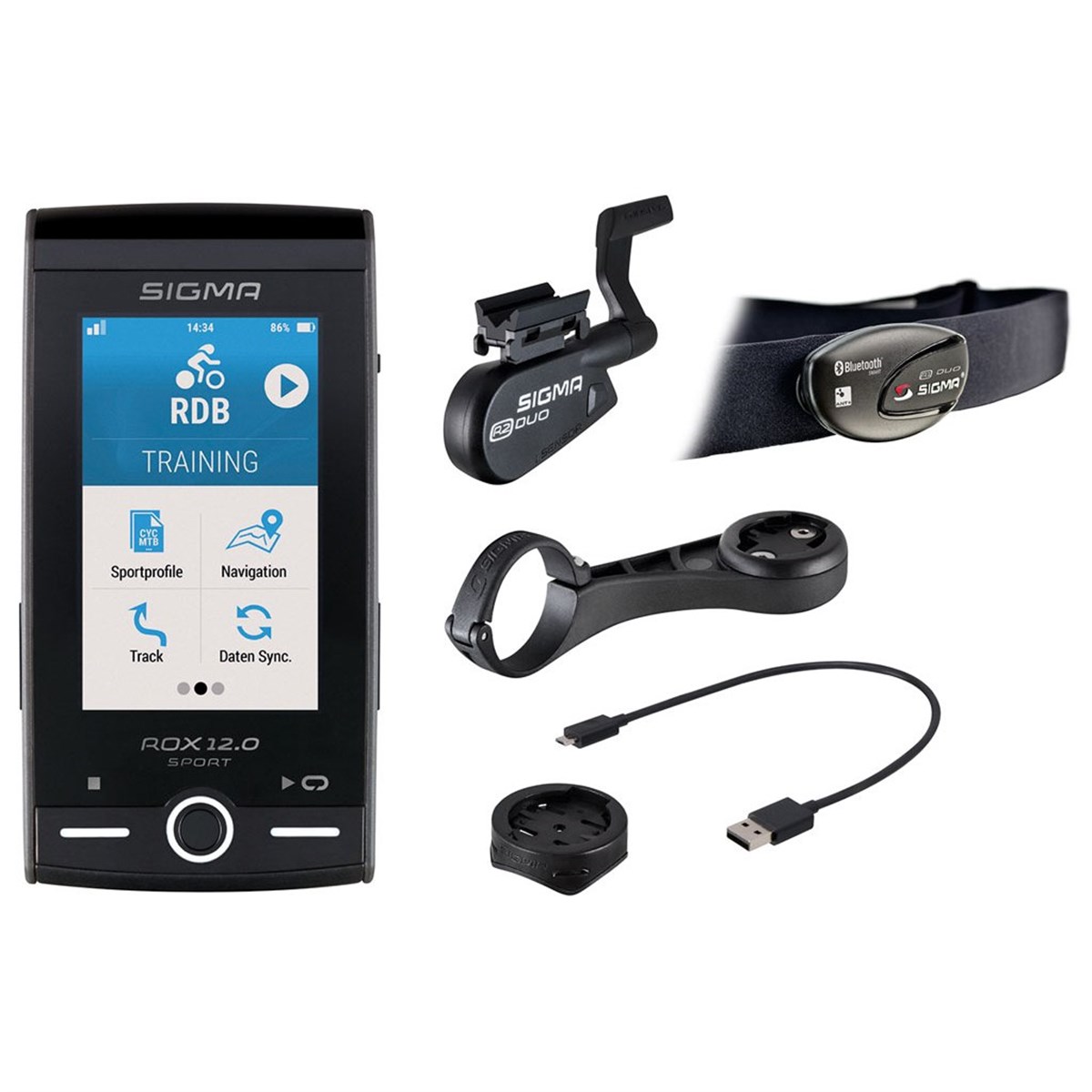 Yol BilgisayarıSigma Bisiklet Yol Bilgisayarı ROX 12.0 Sport Hız/Kadans/Nabız Sensörlü
