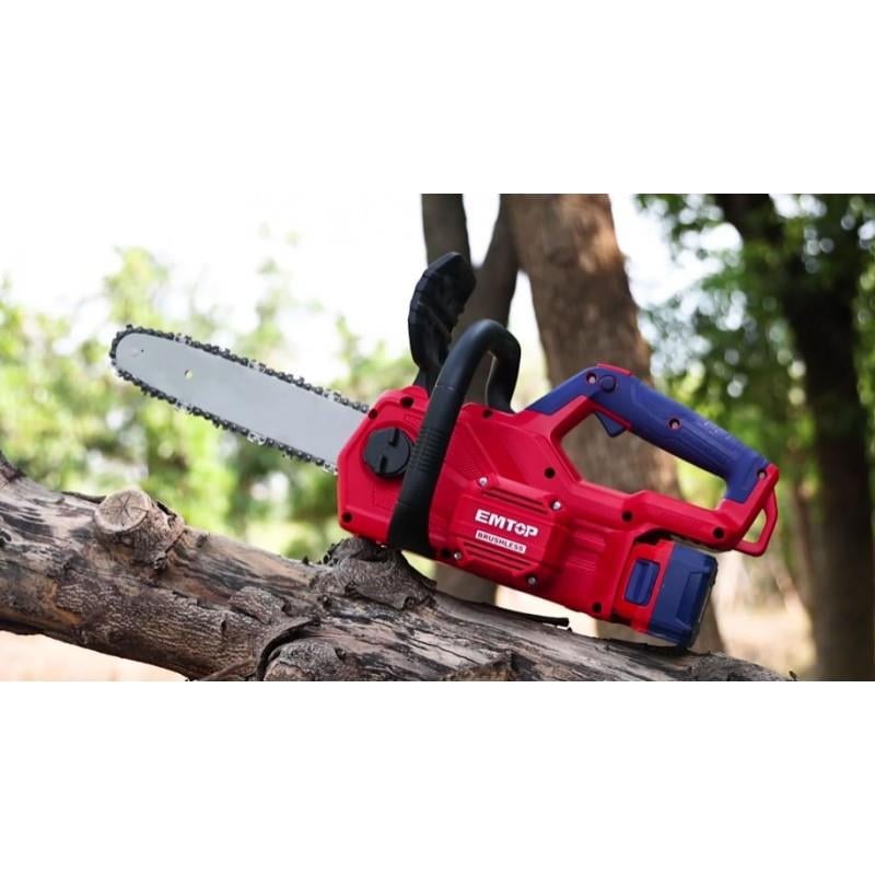 Ağaç MotoruEmtop Akülü Mini Ağaç Motoru 30CM 20V (5Ah Akü+Şarjer)