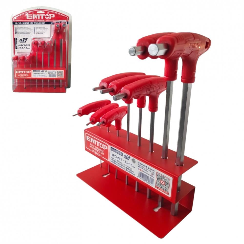 Alyan AnahtarEmtop Anahtar 6 Köşe T Saplı 8 Parça