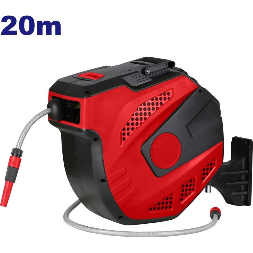 Bahçe SulamaEmtop  Su Hortumu 1/2'' Duvara Sabitlenir  Otomatik Sargılı 20+2.0 Metre