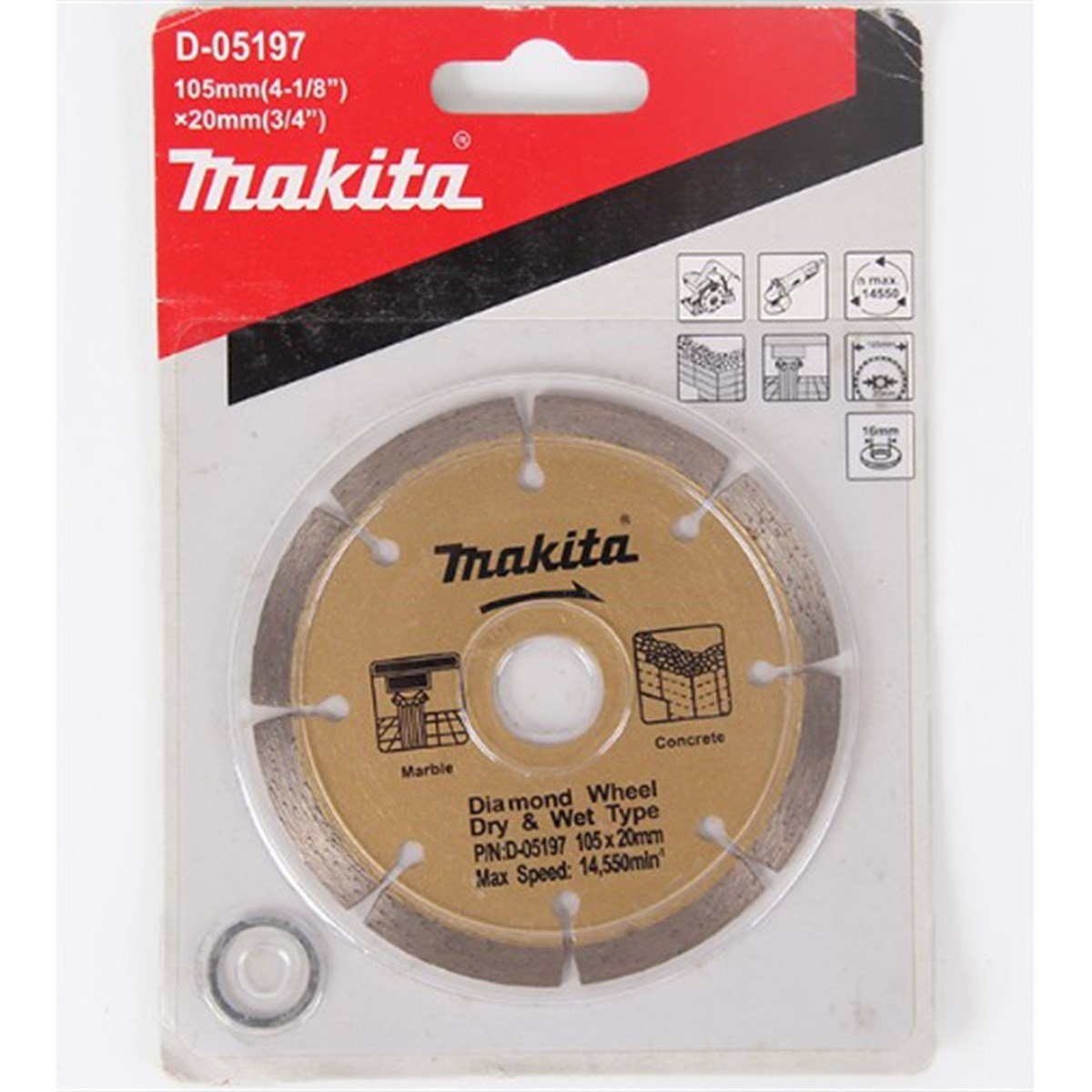 Beton/Seramik KesmeMakita Testere Elmas Spiral Susuz 105MM