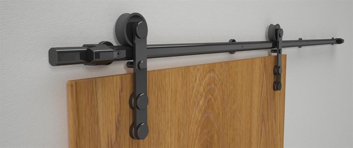 Dolap AksamlarıAlbatur Ahşap Sürme Kapı Sistemi Üstten Askı Siyah 2 Metre