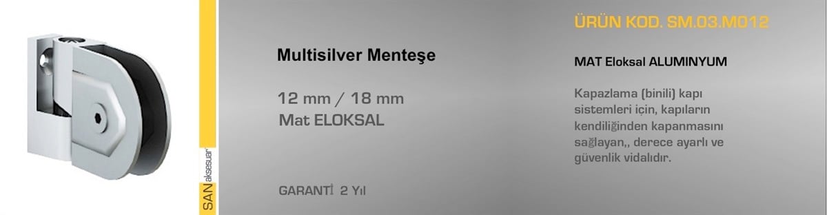 Dolap AksamlarıSander Islak Zemin Compact Laminant Menteşesi Kapazlama Multi Silver
