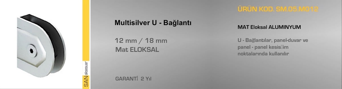 Dolap AksamlarıSander Islak Zemin Compact Laminant U Baglantı Multi Silver