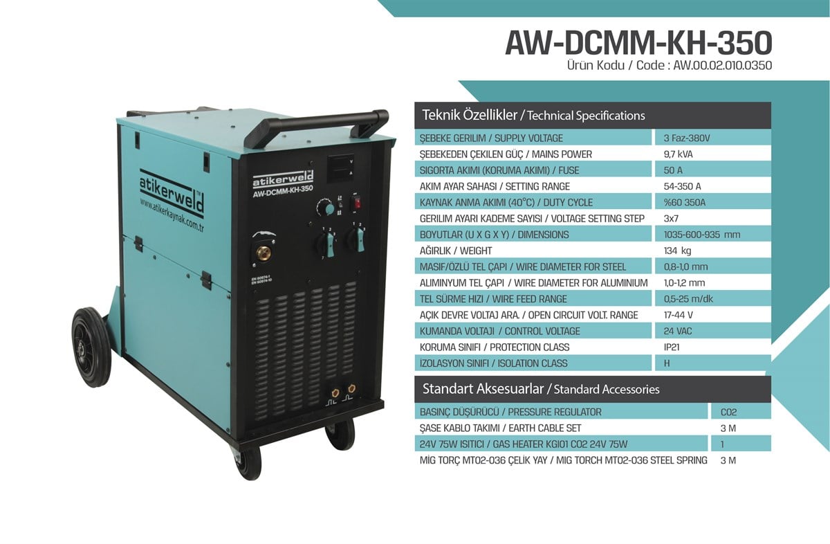 Gazaltı (MIG/MAG)Atiker Gazaltı Kaynak Makinesi AW-DCMM-KH 220 AMP