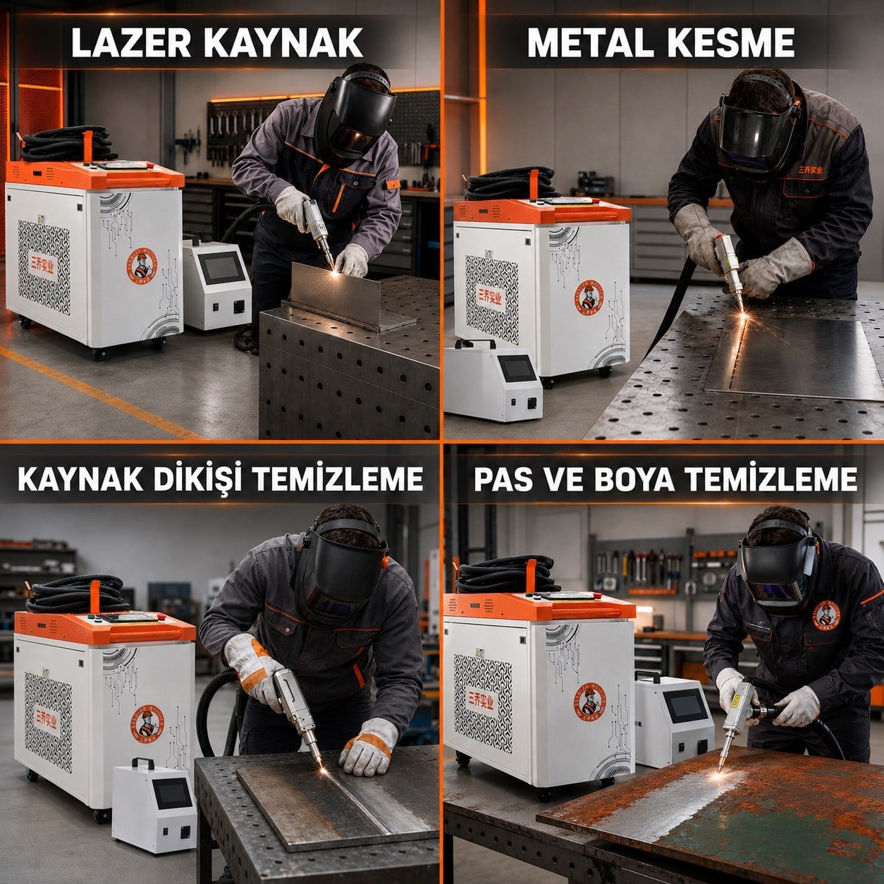 Gazaltı (MIG/MAG)Kaynak Makinesi Lazer Kaynak/Kesme/Temizleme Hava Soğutmalı 4 IN 1