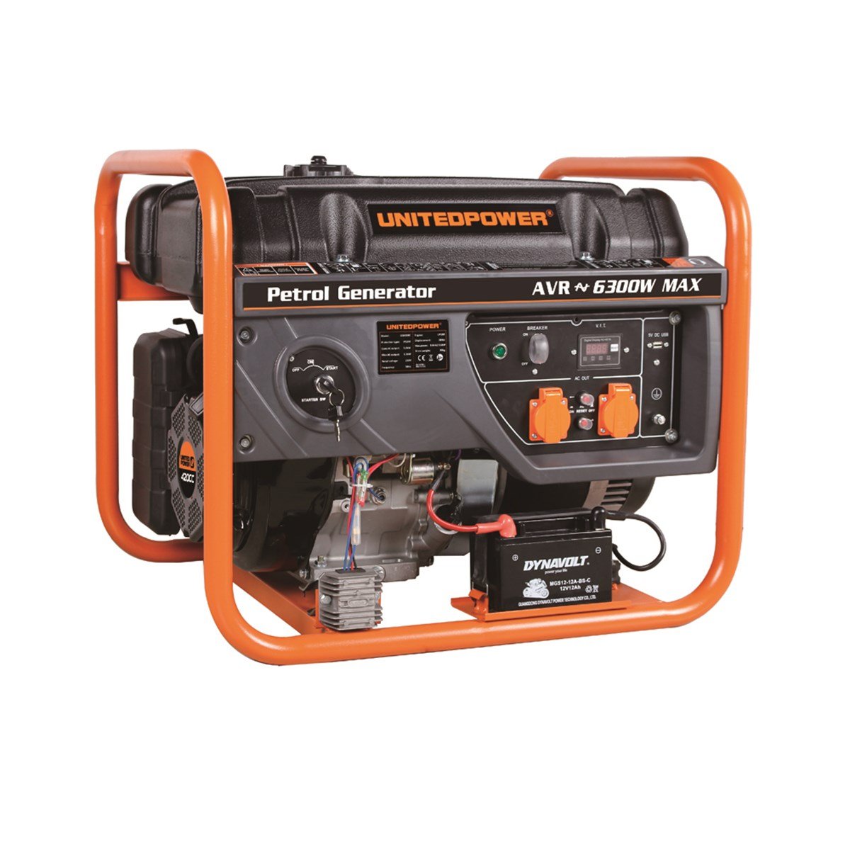 Jeneratör ve AksesuarlarıUnited Power Jenerator 6.3KW 7.9 KVA Benzinli Starterli-Tekerlekli (Akü Ekstra)