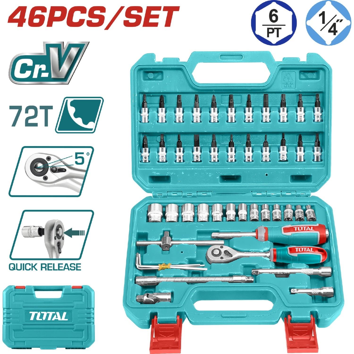 Lokma Anahtar 6 KöşeTotal Lokma Seti 1/4'' 46 Parca