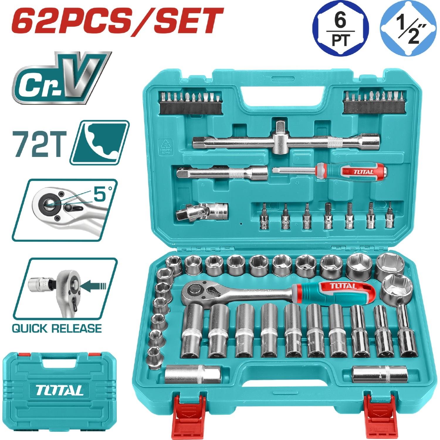 Lokma Anahtar 6 KöşeTotal Lokma Seti 1/2'' 62 Parca