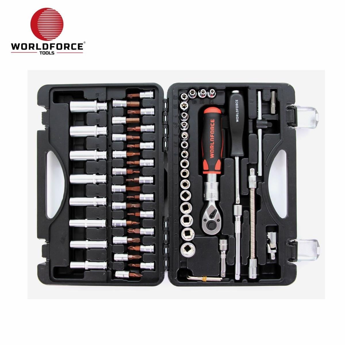 Lokma Anahtar 6 KöşeWorld Force Lokma Takımı 60 Parça S-Ultra 1/4'' Uzatmalı Cırcır