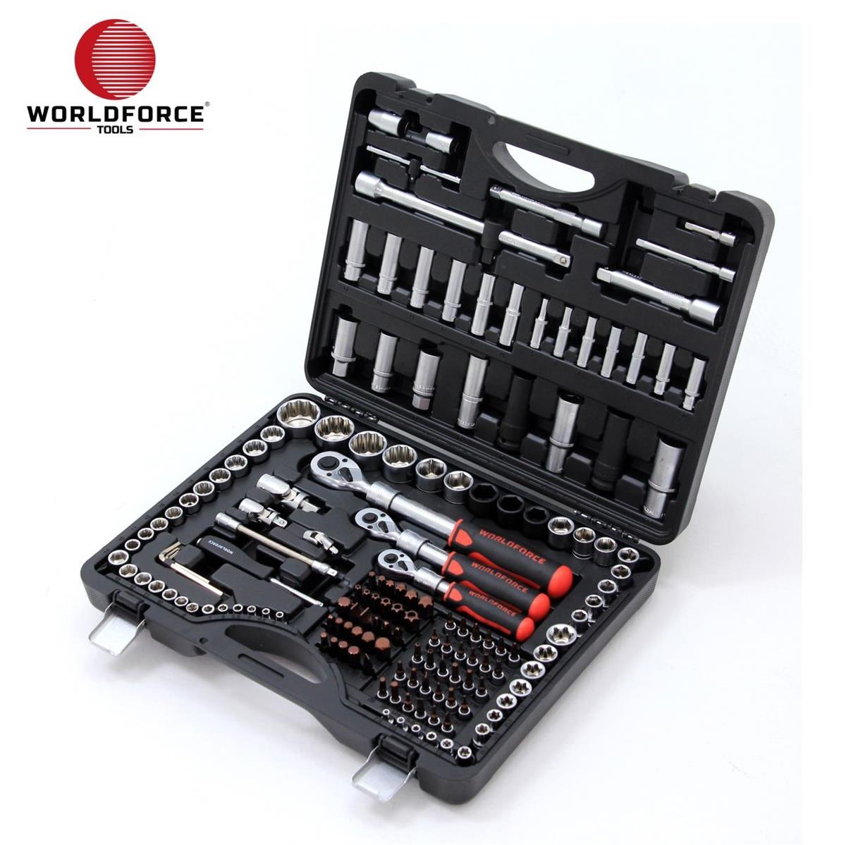 Lokma Anahtar 6 KöşeWorld Force Lokma Takımı 156 Parça S-Ultra 1/4''-3/8''-1/2'' Uzatmalı Cırcır